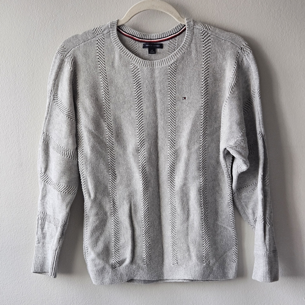 Tommy Hilfiger Women's Gray Knit Sweater - 100% Cotton - Size Small (S)